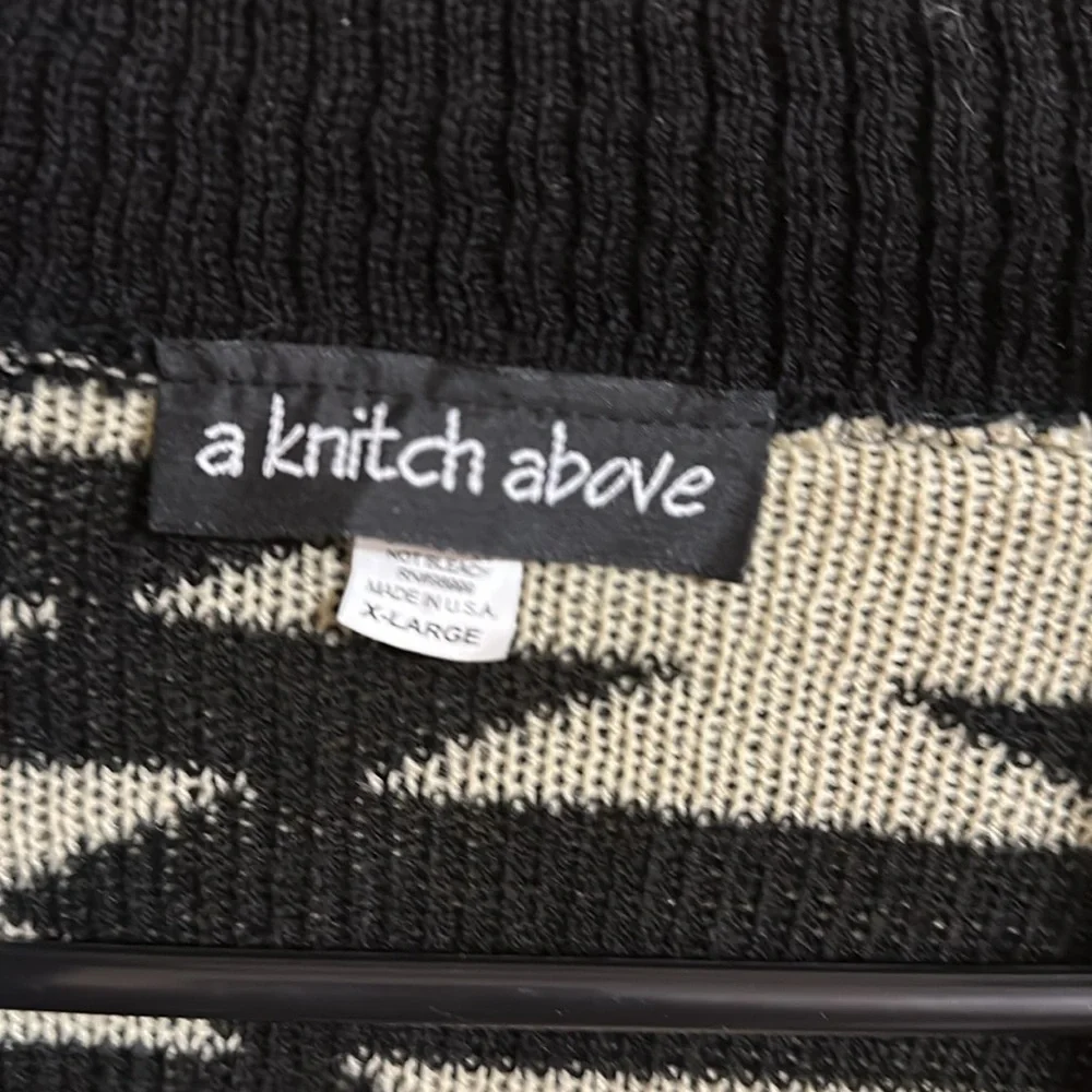 A Knitch Above Black and Cream Geometric Pattern Sweater - Picture 2 of 4